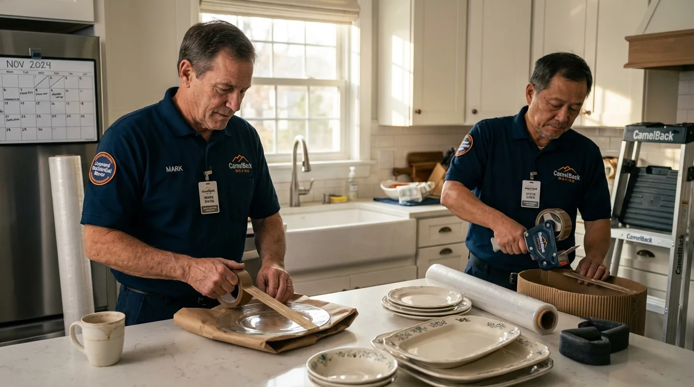 Professional crew packing kitchen dishware in Bull Shoals, AR